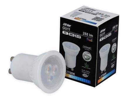 Żarówka LED line® GU11 SMD 170-250V AC 3W 255lm 38° biała ciepła 2700K